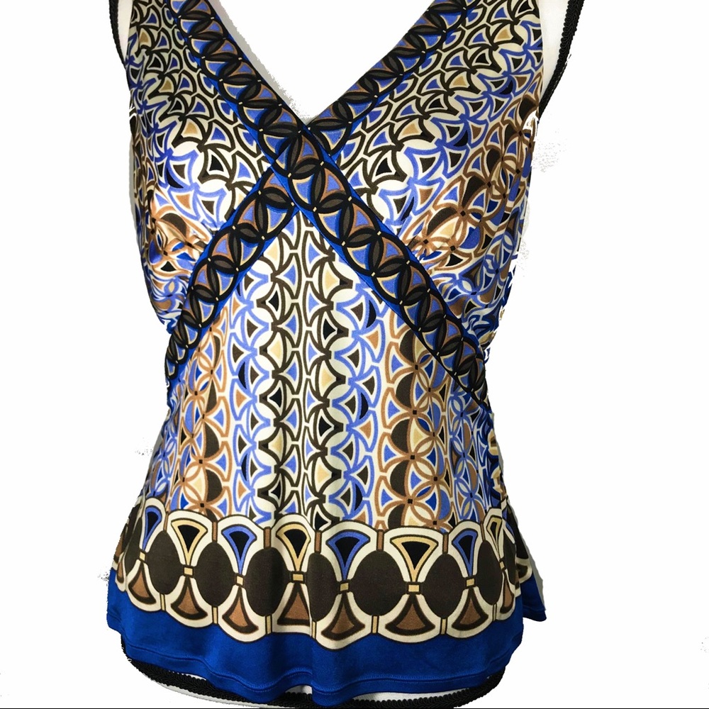 Elie Tahari Silk pattered sleeveless top Size L